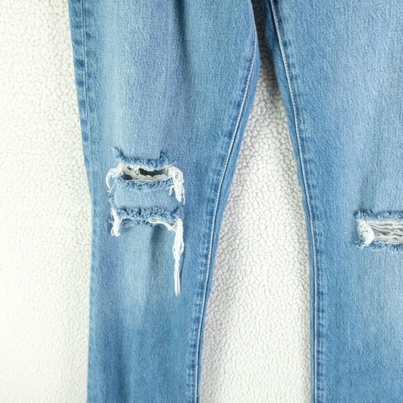 Frame Jeans Womens 26 Blue Le Mini Boot Cut Distressed Stone Wash Whiskers 34L - Picture 3 of 12